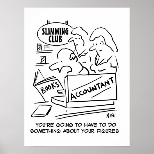 Accountant controleert de boeken in een slanke clu poster (Voorkant)