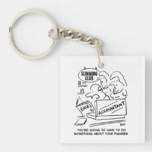 Accountant controleert de boeken in een slanke clu sleutelhanger