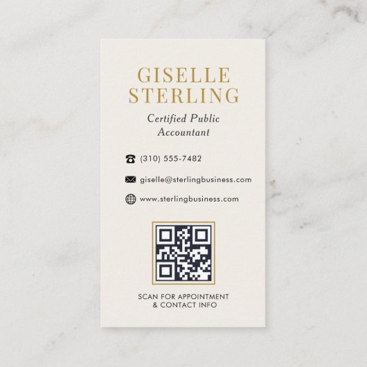 Accountant CPA Black Gold Monogram QR Code Visitekaartje (Achterkant)