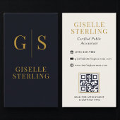 Accountant CPA Black Gold Monogram QR Code Visitekaartje