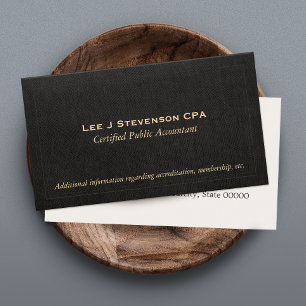 Accountant CPA Faux Black Linen Visitekaartje