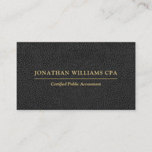 Accountant CPA Faux Leather Gold Typografie Zwart Visitekaartje