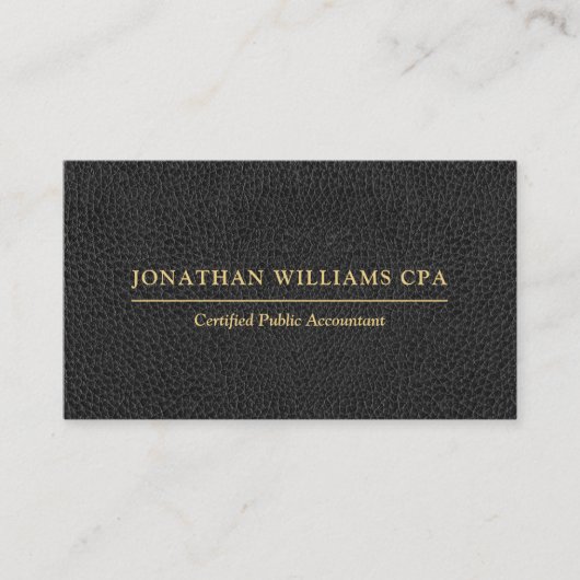 Accountant CPA Faux Leather Gold Typografie Zwart Visitekaartje (Voorkant)