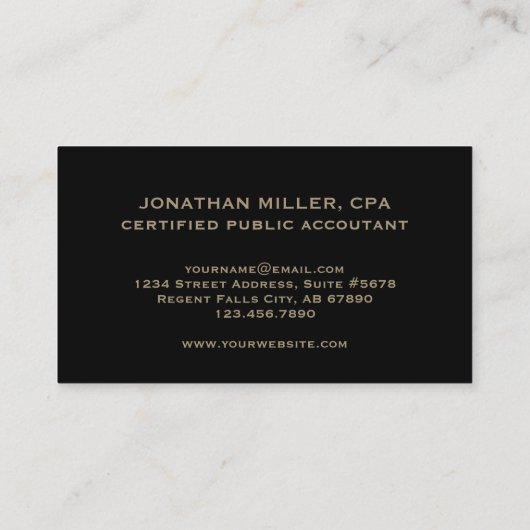 Accountant CPA Faux Zwart Leder Visitekaartje (Achterkant)