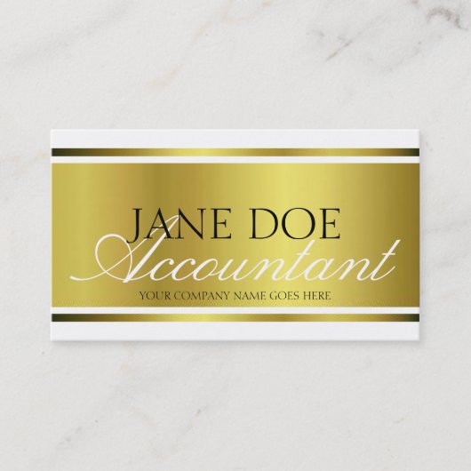 Accountant CPA Gold Metallic Script Visitekaartje (Voorkant)