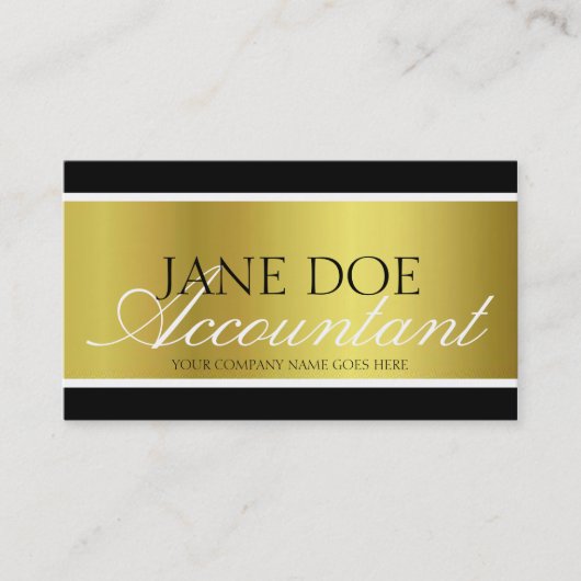 Accountant CPA Gold Metallic Script Visitekaartje (Voorkant)