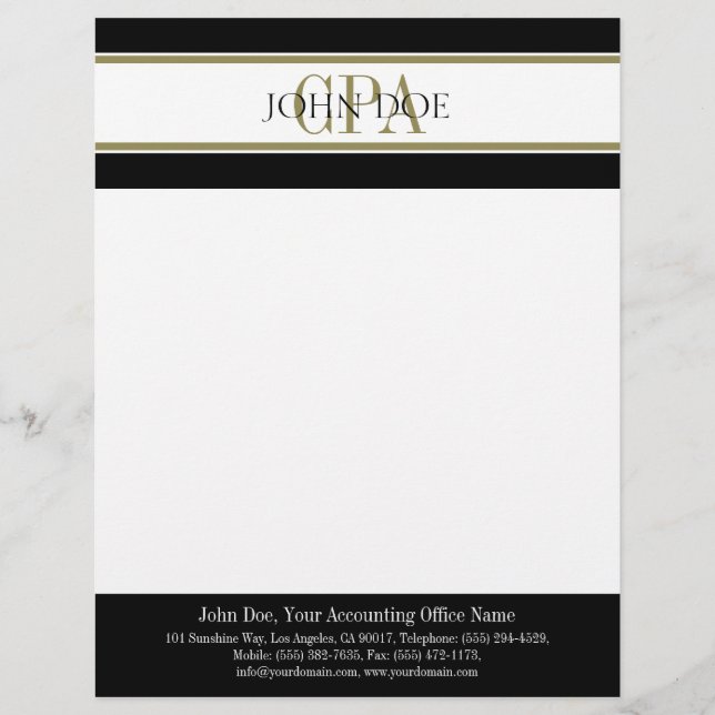 Accountant CPA Letterhead Matching Visitekaartje Briefhoofd (Voorkant)