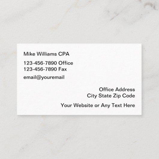 Accountant CPA Moderne Visitekaartjes (Achterkant)