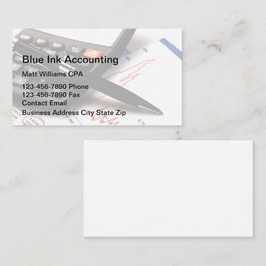 Accountant CPA Moderne Visitekaartjes (Voorkant / Achterkant)