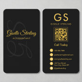 Accountant CPA Monogram Black Gold QR-code Visitekaartje