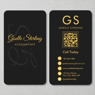 Accountant CPA Monogram Black Gold QR-code Visitekaartje