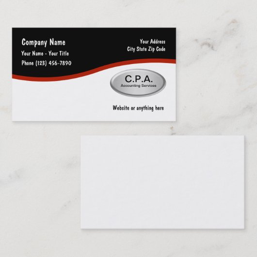 Accountant CPA-Visitekaartjes Visitekaartje (Voorkant / Achterkant)
