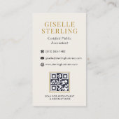 Accountant CPA Zwarte Gouden Monogram QR-code Visitekaartje (Achterkant)