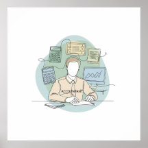 Accountant, eenvoudige minimale one-line art conti