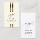 Accountant Elegant Goud Streep Script Monogram Visitekaartje (Voorkant / Achterkant)