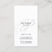 Accountant Elegant Goud Streep Script Monogram Visitekaartje (Achterkant)
