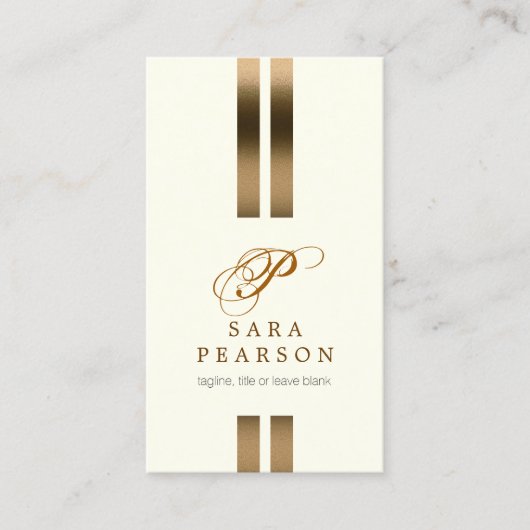 Accountant Elegant Goud Streep Script Monogram Visitekaartje (Voorkant)
