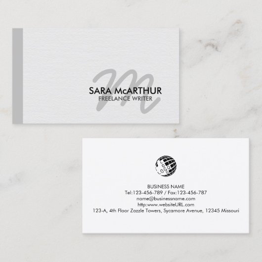 Accountant Finance Monogram Visitekaartje (Voorkant / Achterkant)