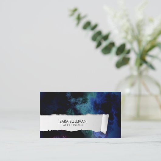 Accountant Finance Ripped Paper Visitekaartje (Staand voorkant)