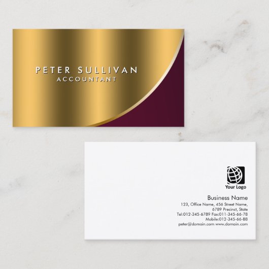 Accountant Finance Services Elegant Gold Curve Visitekaartje (Voorkant / Achterkant)
