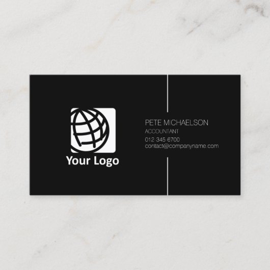 Accountant Financiële Diensten Zwart Elegant Visitekaartje (Voorkant)