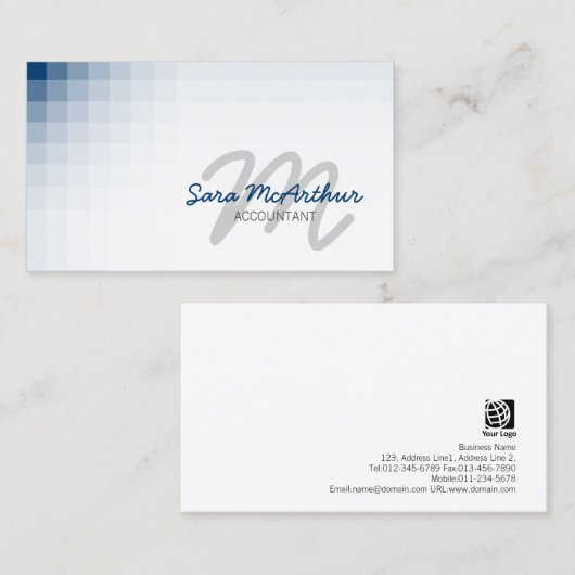 Accountant Financiën Diensten Kleur Cursief Monogr Visitekaartje (Voorkant / Achterkant)