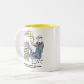 Accountant gebruikt een abacus op het werk. boekho tweekleurige koffiemok (Voorkant links)