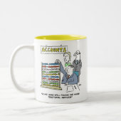 Accountant gebruikt een abacus op het werk. boekho tweekleurige koffiemok (Links)