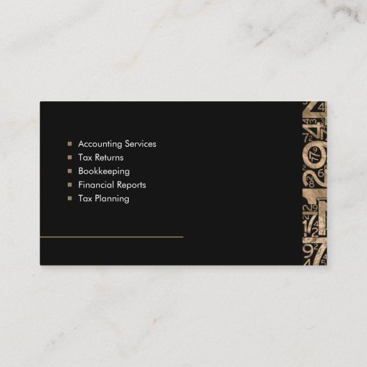 Accountant: Golden Numbers Pattern Visitekaartje (Achterkant)