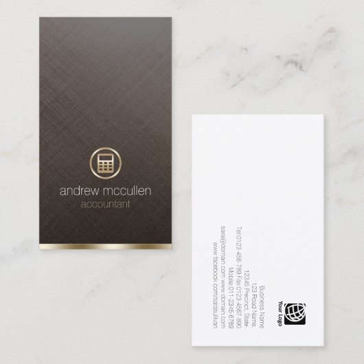 Accountant Gouden Rekenmachine Geborsteld Metaal F Visitekaartje (Voorkant / Achterkant)