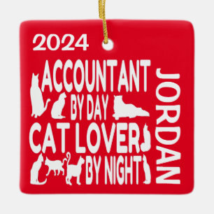Accountant houdt van katten op maat keramisch ornament