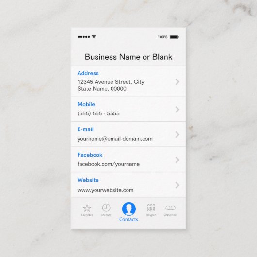 Accountant: iPhone  iPhone UI-stijl Visitekaartje (Achterkant)