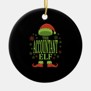 Accountant Kerst Elf Keramisch Ornament
