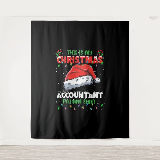 Accountant Kerstverlichting Pyjama Shirt Wandkleed (Voorkant)