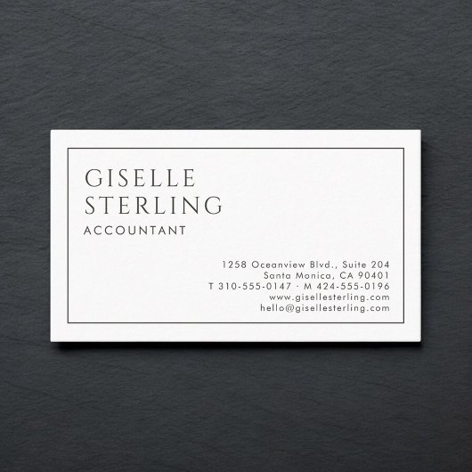 Accountant Luxe Minimalistisch Zwart Wit Visitekaartje