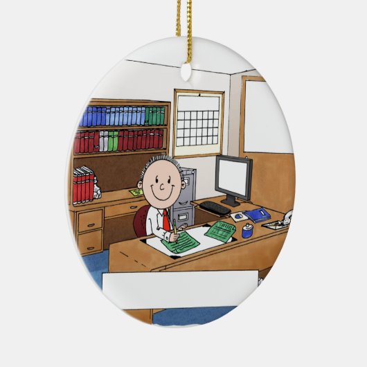 Accountant, man - persoonlijke Cartoon cadeau Keramisch Ornament (Rechts)