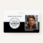 Accountant Medewerker ID Foto QR Zwart Wit Logo Badge (Voorkant)