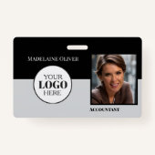 Accountant Medewerker ID Zwart Grijs Logo Foto Badge (Voorkant)