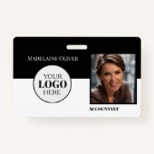 Accountant Medewerker ID Zwart Wit Logo Foto Badge (Voorkant)