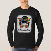 Accountant Messy Bun Women Supporting Autism Aware T-shirt (Voorkant)