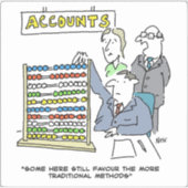 Accountant met behulp van een Abacus op het werk. Sticker (Voorkant)