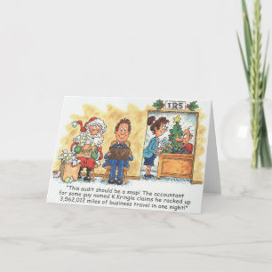 Accountant met kerstkaart — Santa Audit Feestdagen Kaart