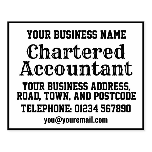 Accountant met naam, adres, enz rubberstempel (Afrduk)