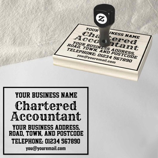 Accountant met naam, adres, enz. rubberstempel