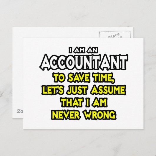 Accountant...neem aan dat ik nooit ongelijk heb briefkaart (Voorkant / Achterkant)