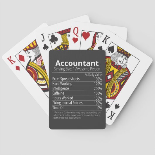 Accountant Nutrition Fact, Nutrition Facts Pokerkaarten (Achterkant)