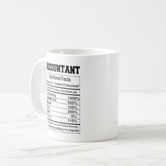 Accountant Nutrition Facts Coffee Mug Koffiemok (Voorkant links)