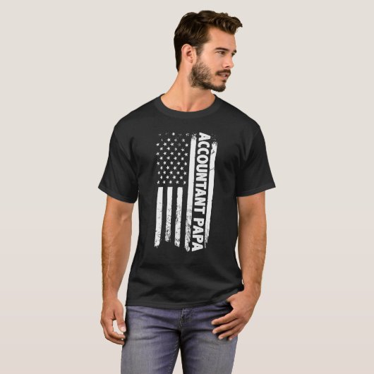 Accountant Papa American Flag Vaderdag T-shirt (Voorkant volledig)
