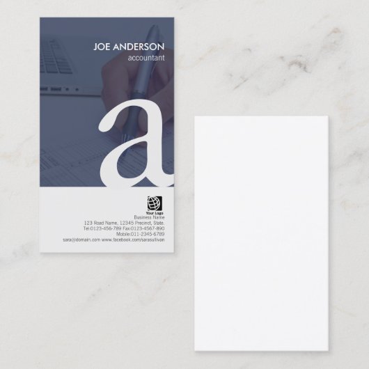 Accountant Paperwork Bold Monogram Visitekaartje (Voorkant / Achterkant)