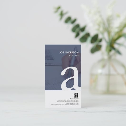 Accountant Paperwork Bold Monogram Visitekaartje (Staand voorkant)